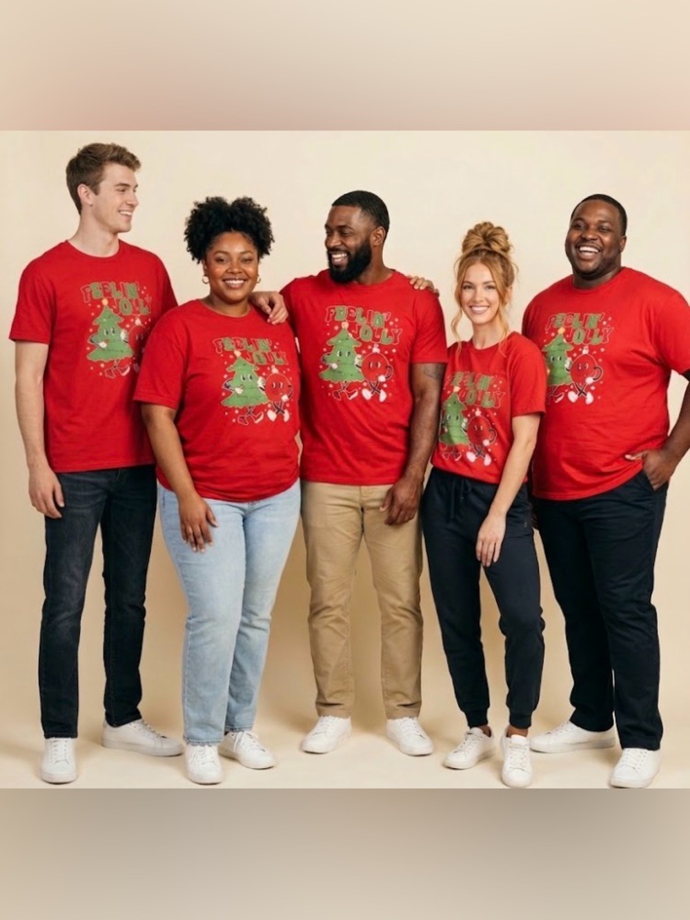 Holiday Feeling Jolly red t-shirt in sizes S/M/L/XL/XXl unisex